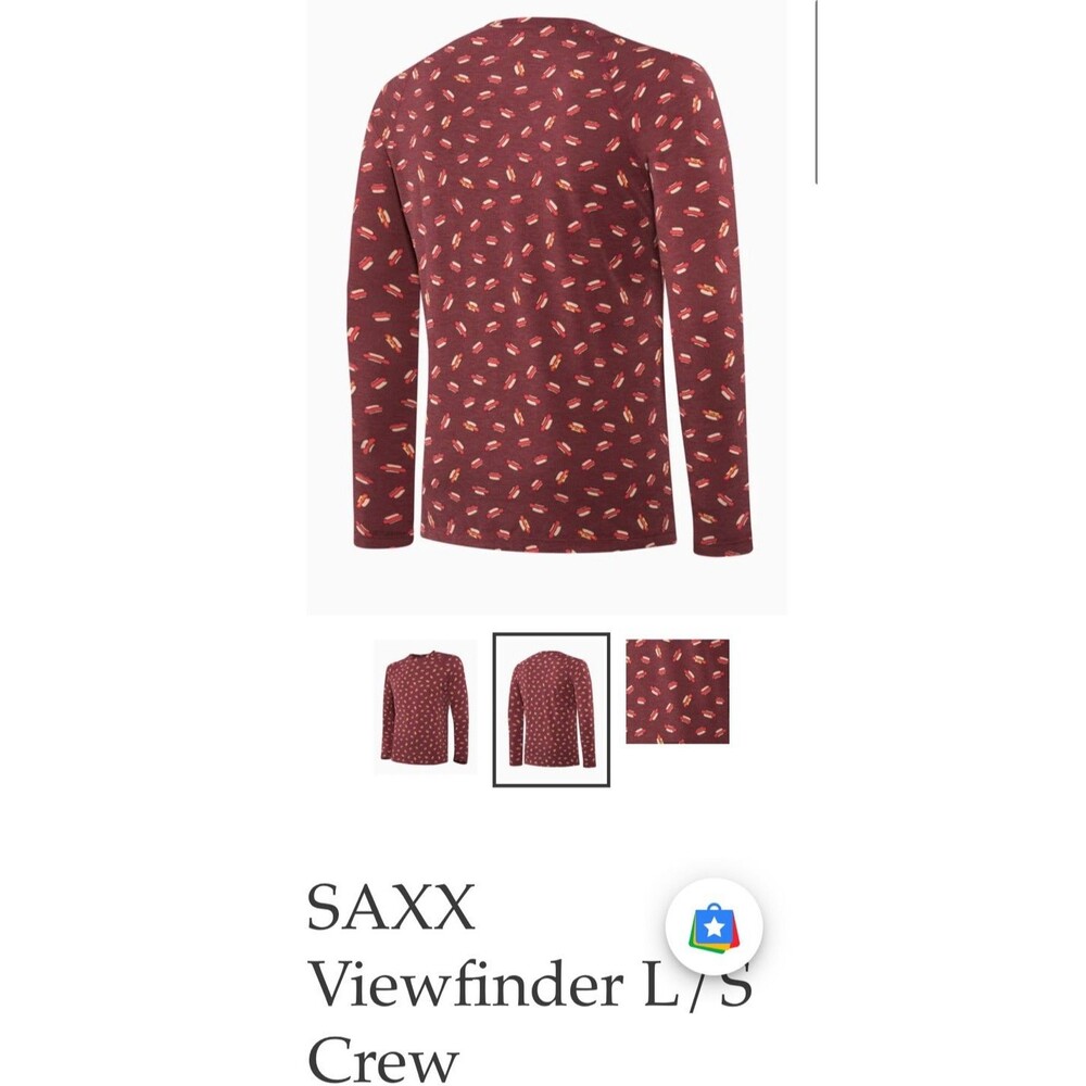 SAXX Hot Dog Viewfinder Thermoregulating Baselayer Mens Crewneck Long sleeve L